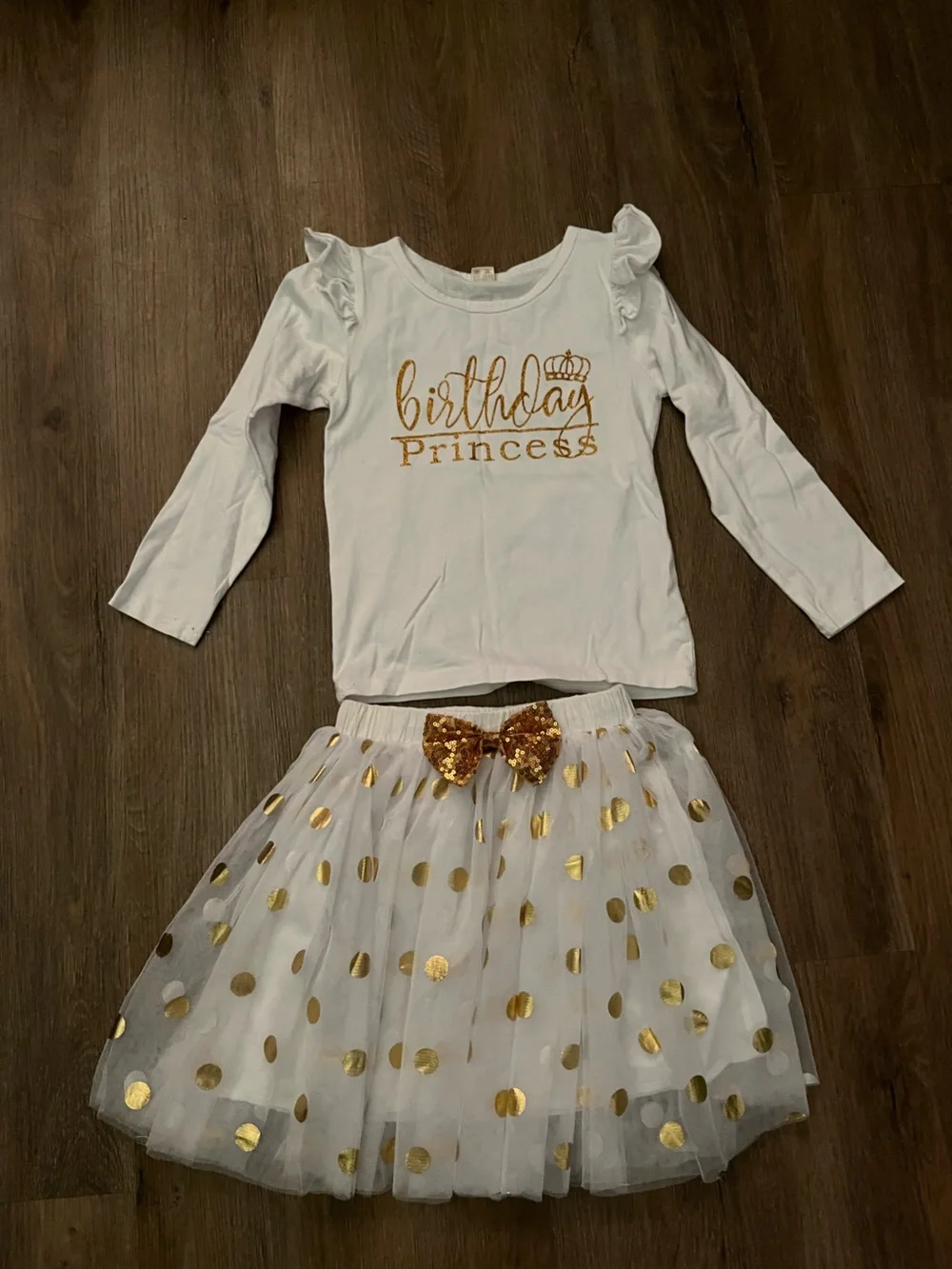 Birthday Princess White & Gold Girls Matching Set